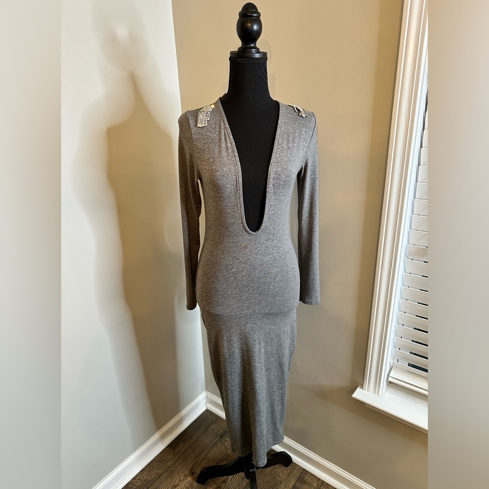 MAGIA Stretch Dress with Jewel Shoulders (Sz S)